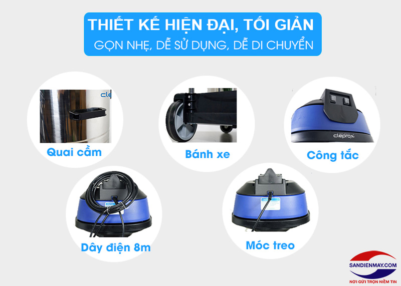 Máy hút bụi Clepro có thiết kế nhỏ gọn