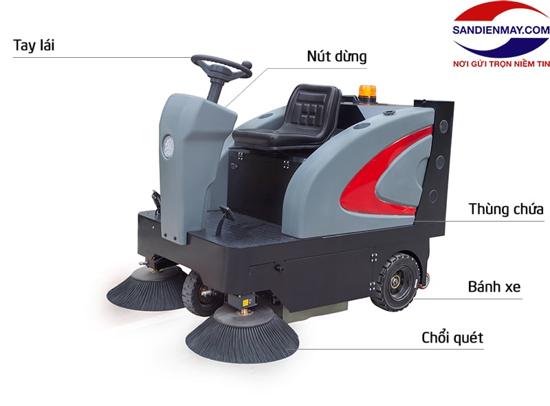 Cấu tạo xe quét rác ngồi lái